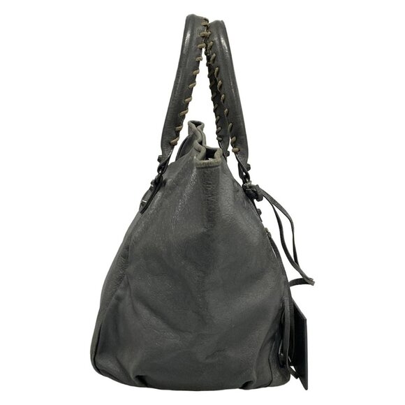 Auth BALENCIAGA The Sunday Small Tote 228750 Dark Gray Leather Tote Bag - Picture 4 of 16